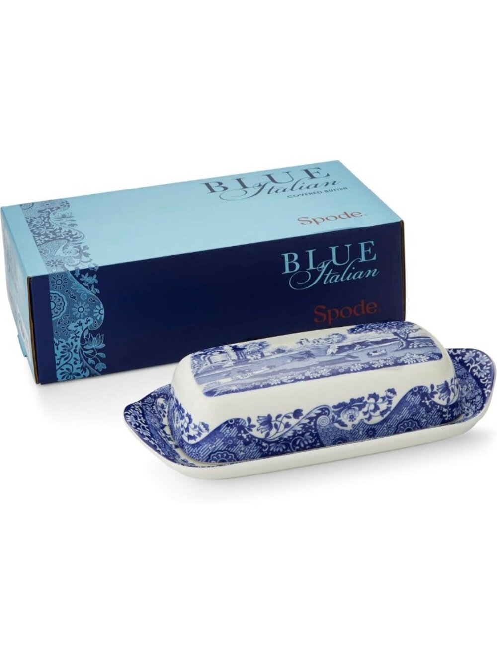 Elegant Blue & White Porcelain Butter Dish - Covered Holder with Scenic Design